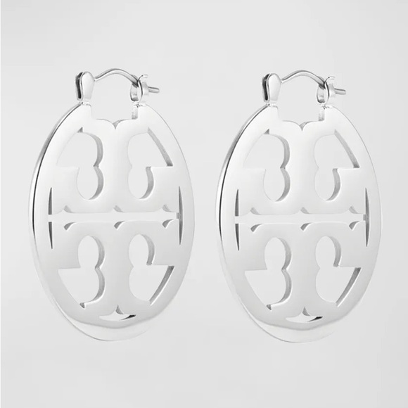 TORY BURCH Miller Logo Hoop Earrings - Picture 1 of 6